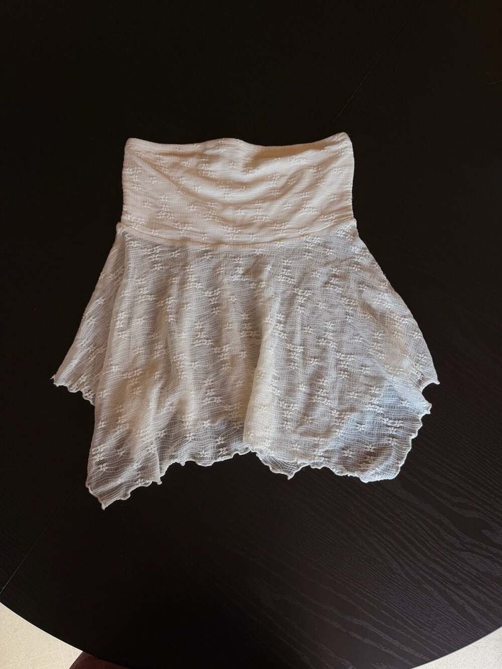 Frankee & Skylarr White Lace Asymmetrical Mini Skirt